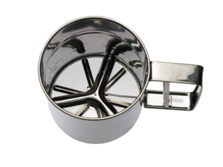 Mug-shaped flour sifter isolated on transparent background