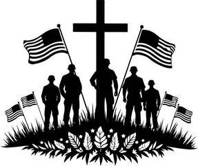 Fallen Heroes Memorial Cross Silhouette