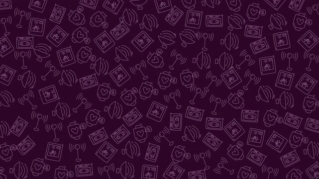 Simple and stylish purple line icons set against a matching background. Ideal for graphic design projects or web illustrations.
