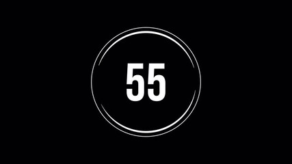 60 Second Circle Timer Countdown Animation 4K. Dynamic colorful indicator, 60 to 0 seconds on black background with alpha channel 4k video animation seamless loop - Powered by Adobe