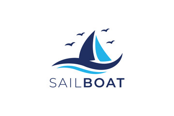Fototapeta premium Sailboat Logo Design for Marine, Sailing and Nautical Brand Identity