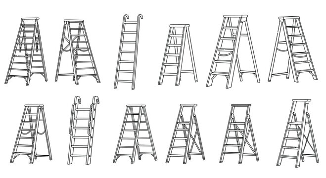 Various types of ladders illustrated