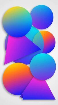 Abstract geometric shapes with gradient colors and shadows on a white background