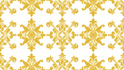 Artistic Floral Damask Seamless Pattern with Balanced Composition