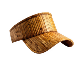 Bamboo curved sun visor hat close up.