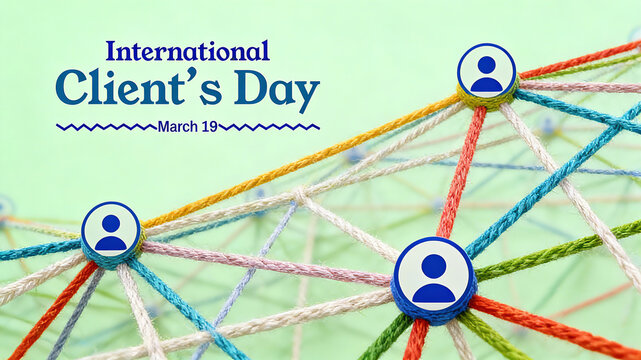 Interpersonal network lines paired with customer identification, conveying the core of international customer day links to customers, and promoting interactive materials for corporate customers.
