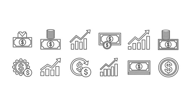 Financial growth and investment icons