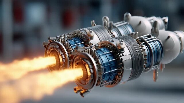 Unleashing Power: A close-up view captures the raw energy of high-performance engines as they ignite, with flames projecting out into the air.