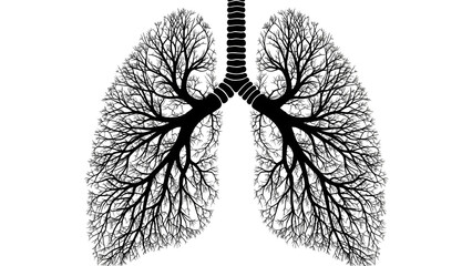 Abstract Human Lungs With Bronchial Tree And Glowing Outline