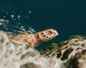 Inspiring Freediver Girl Gliding Over Sandy Ocean with Corals and Marine Life Premium Adventure Lifestyle Content for Marketing