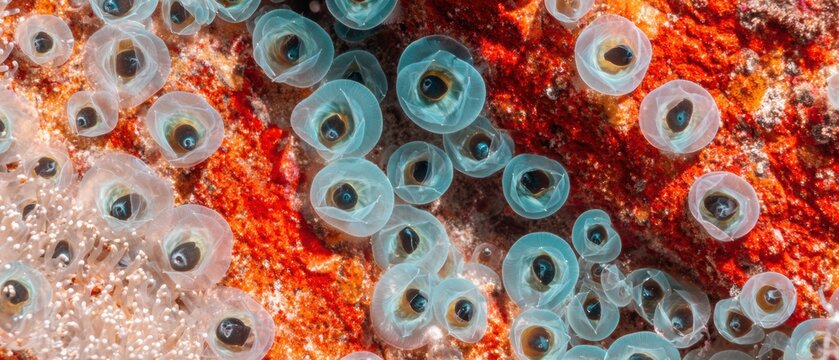 Inspiring Authentic Marine Life Sofi Lilac Sea Anemones on Rocky Seabed for Professional Environmental Marketing and Conservation Campaigns