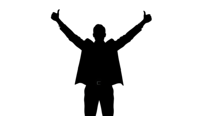 Man Silhouette Giving Double Thumbs Up With Neon Outline