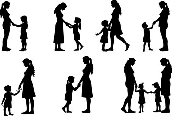 Obraz premium Mother and Child Silhouette Family Bond Illustration