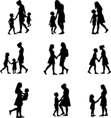 Obraz premium Mother and Child Silhouette Family Bond Illustration