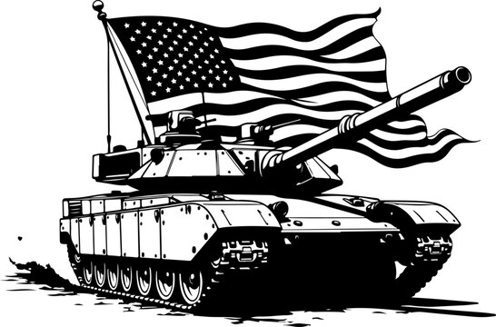 USA Soldier Squad Silhouette Marching with Rifles