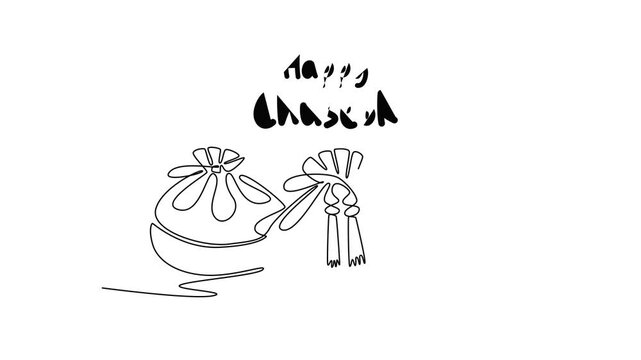 Chuseok Day concept. Single line draw design. Full length animation illustration. High quality 4k footage