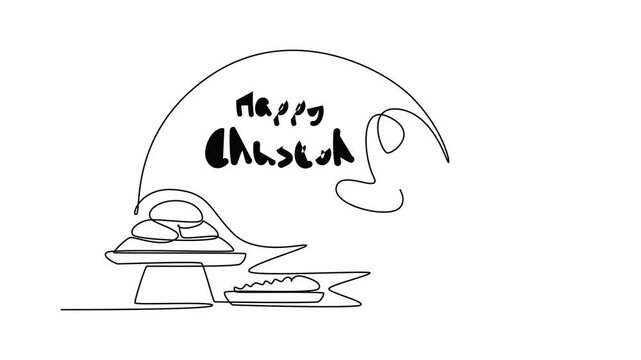 Chuseok Day concept. Single line draw design. Full length animation illustration. High quality 4k footage