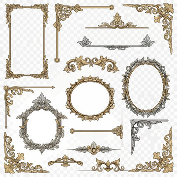 Ornate Decorative Frames & Borders - Vintage Victorian Scrollwork Elements