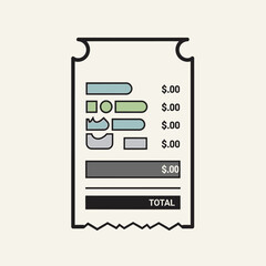 Fototapeta premium Minimalist Digital Receipt Illustration with Empty Price Fields and Total Section, Modern Concept for Billing or Checkout Design