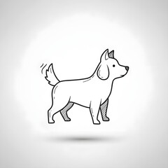 Fototapeta premium Hand-drawn sketch illustration of a standing dog with a wagging tail.
