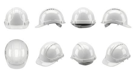 White Hard Hat Safety Helmet Collection - Multiple Angles