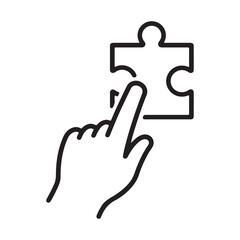 Obraz premium Puzzle Solution Icon – Touch Interaction, Problem Solving Line SymbolPuzzle Solution Icon – Touch Interaction, Problem Solving Line Symbol
