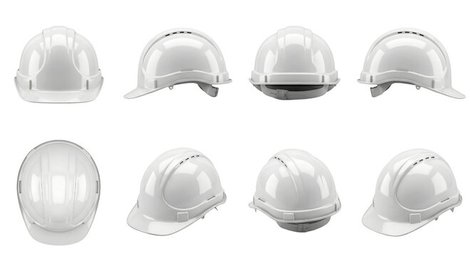 White Hard Hat Safety Helmet Collection - Multiple Angles