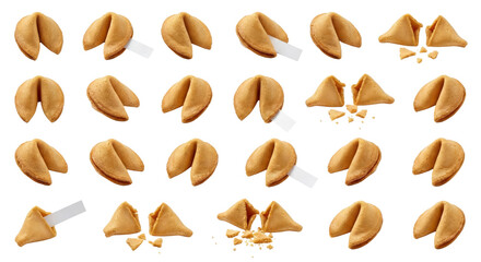 Fototapeta na wymiar Fortune Cookies Pattern - Isolated on White Background