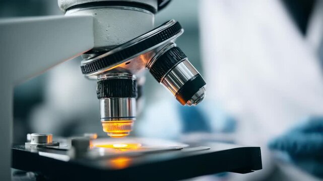 Technician using microscope to identify biological contaminants in water ensuring safety by detecting microorganisms and pathogens. - Powered by Adobe