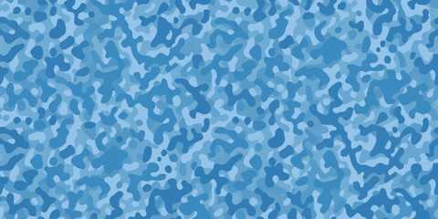 Abstract blue camouflage pattern with irregular shapes and varying shades © Sunil123