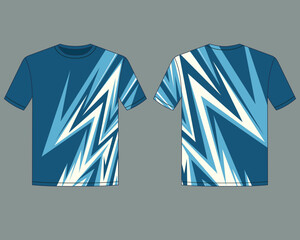 blue jersey shirt design template with abstract lighting shape 
