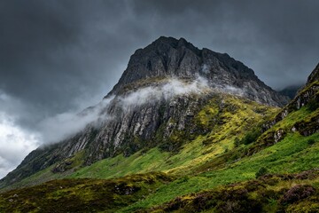 Mountain with Clouds and Greenery
