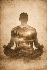 Serene introspection with mountain reflection