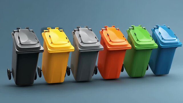 Smart bin network transmitting fullness data via wireless signals showcasing modern IoT integration for efficient garbage collection.