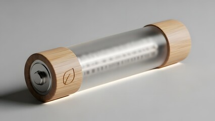 Eco-friendly bamboo and stainless steel thermos with leaf logo