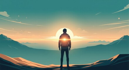 Solo Traveler at Scenic Viewpoint – Modern Tourism Hero Concept