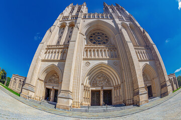 Exterior of the National Cathedral know as Cathedral Church of Saint Peter and Saint Paul in the Diocese of Washington. Was Built between in 1907 and 1990, Washington DC, USA