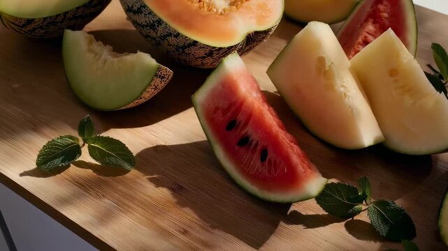 Melon, fruits, variety, refreshing, recipes! Discover the delicious world of melons in this video. Learn how to choose the best ones and enjoy creative recipes perfect for summer snacks. 