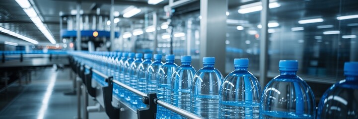 Modern Bottling Plant: High-Tech Water Bottle Production Line""