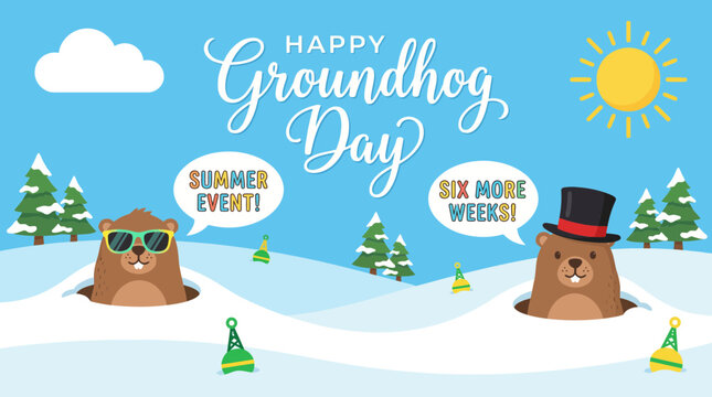 Celebrate groundhog day with funny groundhog illustrations