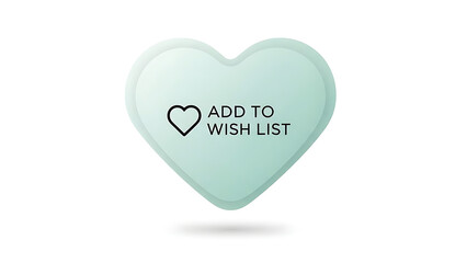 Heart shaped add to wish list button with heart icon