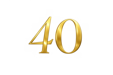 Golden number 40, celebrating forty years, important anniversary milestone, luxury birthday digits, elegant event symbol
