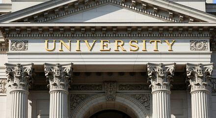 Obraz premium Ornate University Building Facade with Columns and Archway