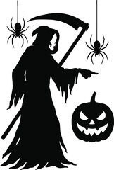 vector illustration of a scary halloween witch
