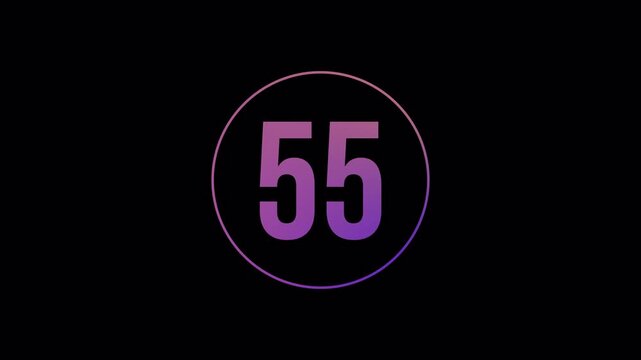 Dynamic 60 Second Countdown Timer Motion Graphic Animation 4K RGB Gradient Circle 60 to 0 Seconds Alpha Channel 4k video animation seamless loop