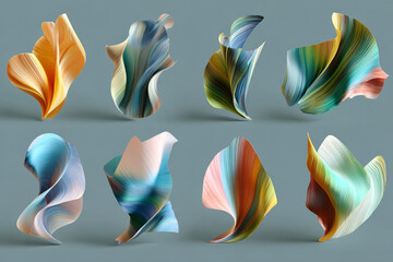 abstract flowing shapes with vibrant color gradients and textured lines