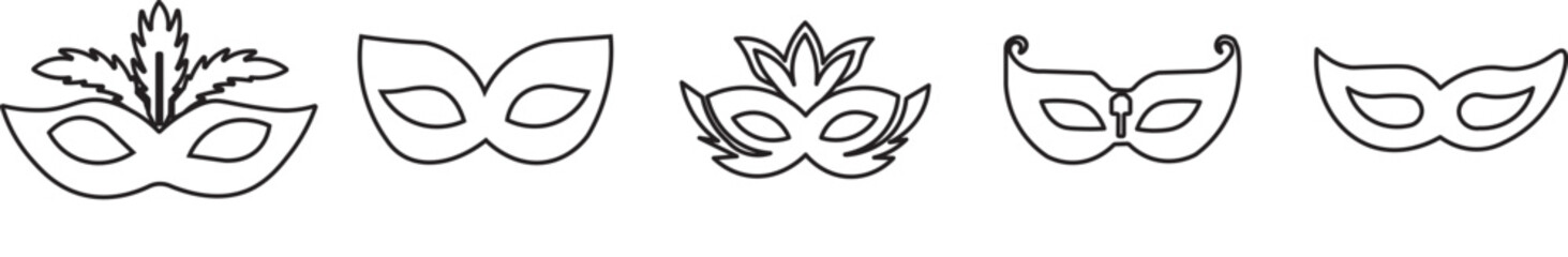 Black mask vector icon collection. Different masks silhouette isolated on white background. Set