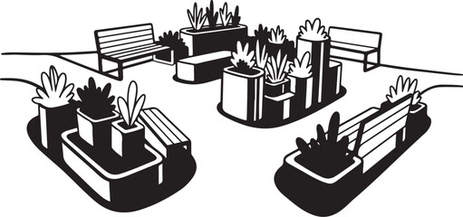 Obraz premium Modern Urban Park Seating Area Design Concept