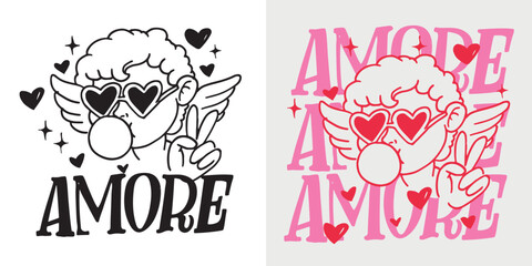 Fototapeta premium Valentine's Day core. Hand drawn doodle lettering quote about Love. Lettering for t-shirt design, mug print, bag print, clothes fashion. 100% hand drawn vector image.