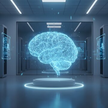 푸른색 뇌 신경 뉴런 3d/ Blue brain nerve neurons 3d 연구실